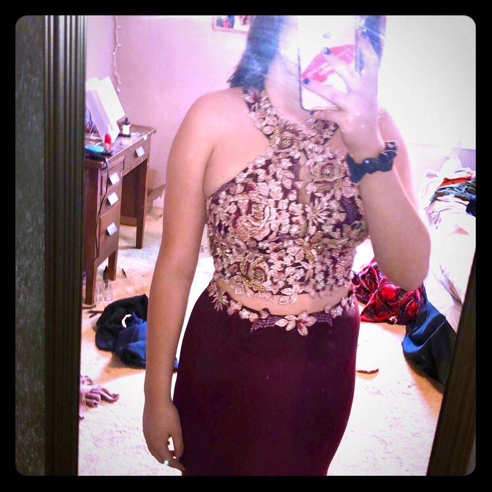 Xscape Prom dress, 2 piece, size 8, plum